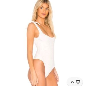 Free People Women's Tie Shoulder Off White Bodysuit